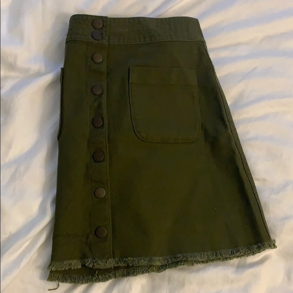 Madewell hunter green mini skirt denim